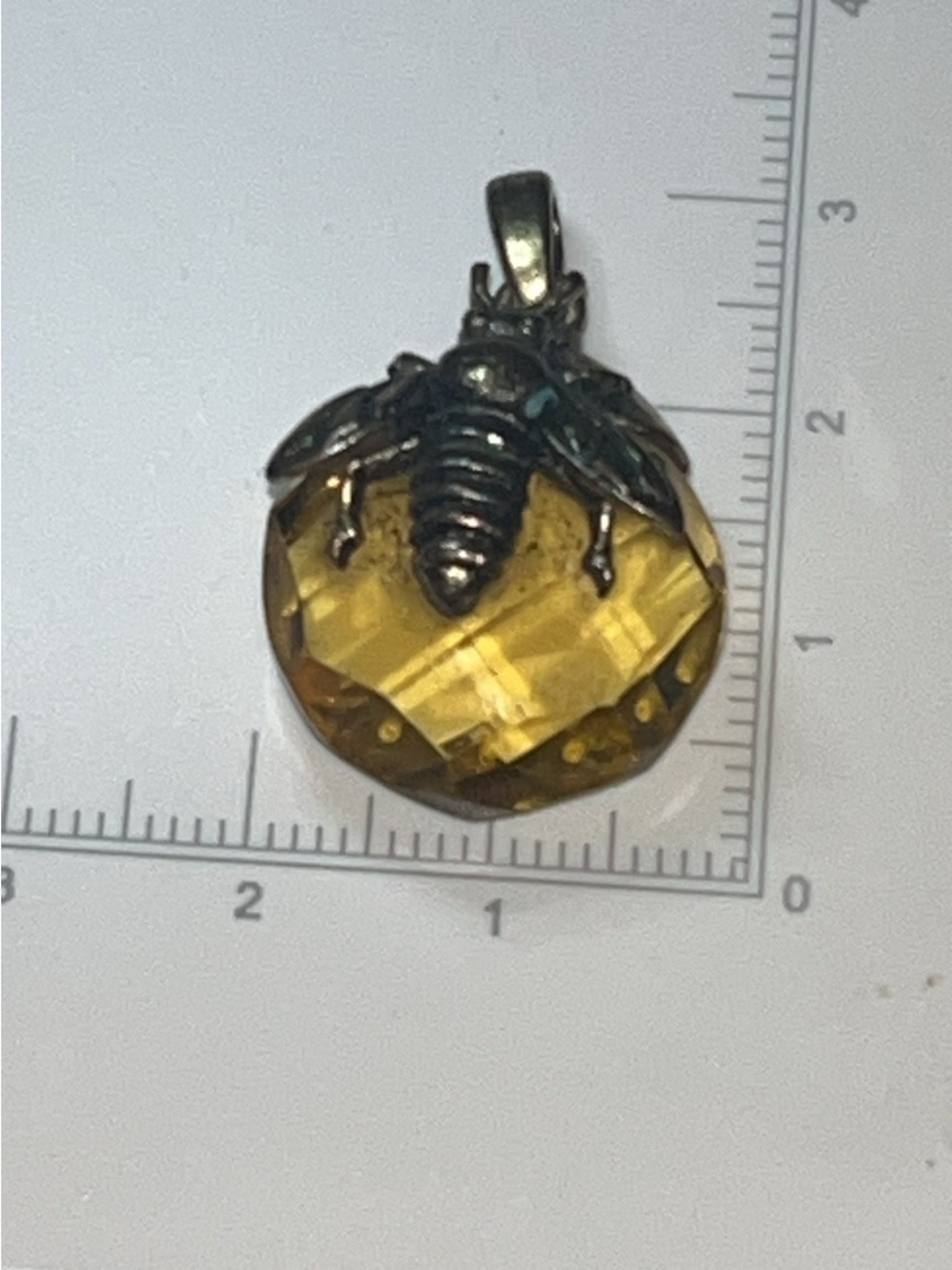 Faceted Yellow Stone Bee Pendant Vintage Style Costume Jewelry Untested